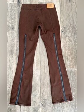 BDG Brown Boot Cut Jeans with Back Leg Zippers Sz 27X31 Low Waisted
